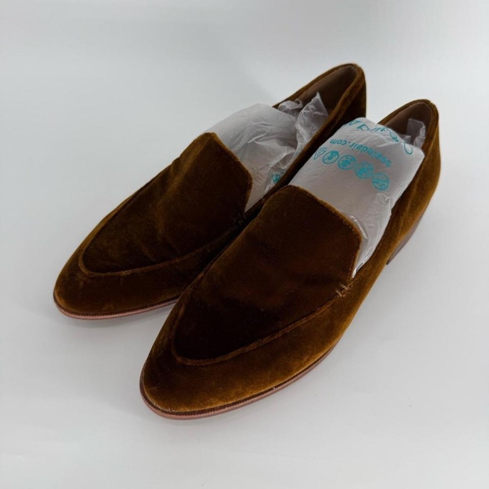Madewell Frances Loafers Brown Gold Velvet Smoking Shoes Womens 8
